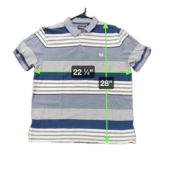 Chaps Mens Blue White Striped Polo Shirt Sz L - Picture 8 of 8